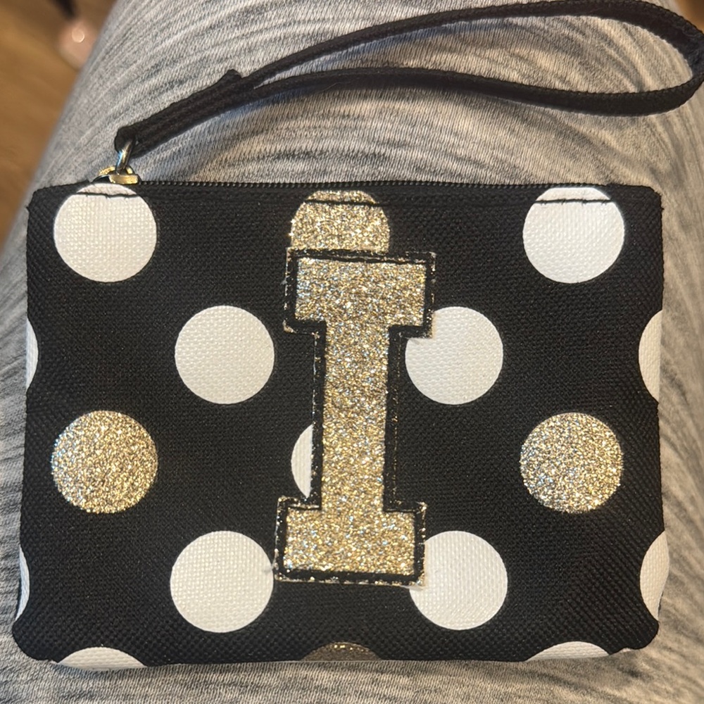 Justice Black and White Polka Dot Wristlet